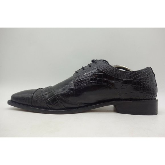 Stacy Adams Black Reptile Eel Print Leather Cap Toe Oxfords Shoes Men\'s 9.5 W main image 10